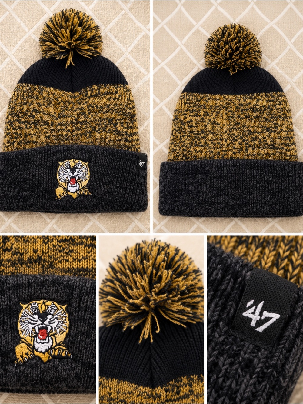 47 Men’s Mizzou Black and Gold Tiger Pom Beanie